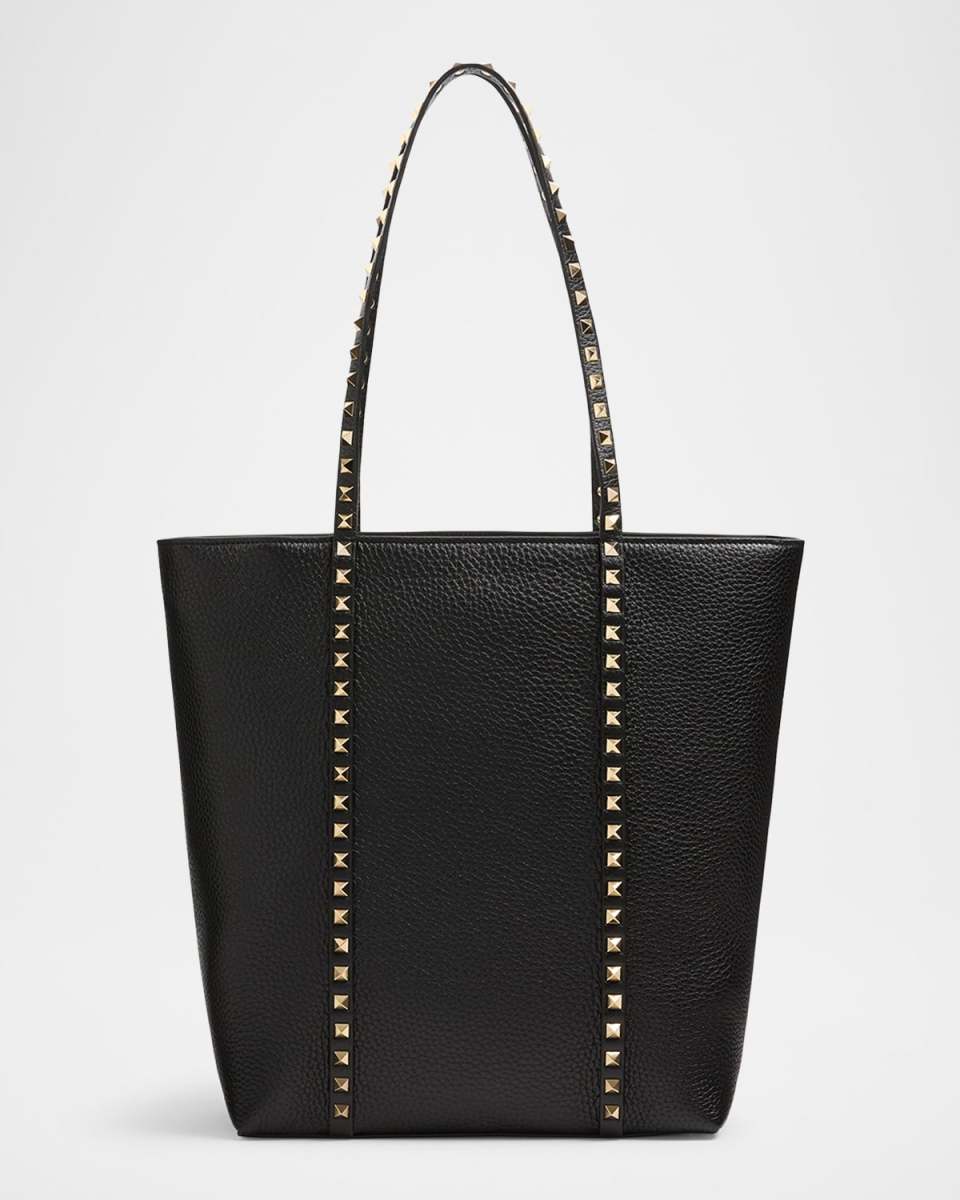 Rockstud North-South Leather Tote Bag